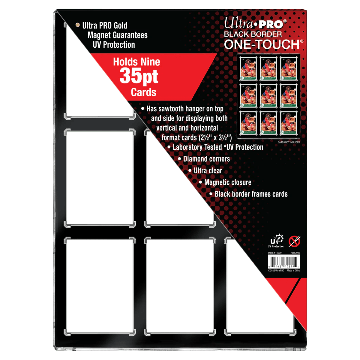 Ultra Pro 35pt 9-Card Black Border UV ONE-TOUCH Magnetic Holder